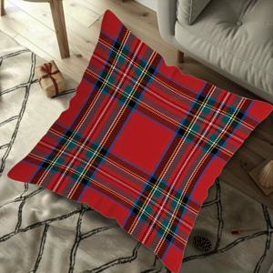 TEMU 크리스마스 체크무늬 쿠션 커버 2개 세트 - 레드, 블랙, 화이트, 그린 장식 - 소파, 침대, 차량용 지퍼 클로저 쿠션 케이스 - 기계 세탁 가능한 장식용 베개커버 (17.7x17.7인치) - 삽입물 필요 없음 - 홈 & 오토 , 침실 액세서리, 축제 패턴, 쉬운 관리, 계절별 베개커버, 축제 쇼퍼, 크리스마스 장식