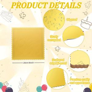 TEMU 10개입 케이크 보드, 스퀘어 골드 보드, 스캘럽 엣지 방지 케이크보드 - 두꺼운 베이스 스탠드 케이크보드, 웨딩 생일 케이크 장식용, 피자 베이스 케이크 플레이트 액세서리, 디저트 베이스, 디스플레이 스탠드,스캘럽 엣지 보드,사각 케이크보드,사각 보드,장식용 케이크 스탠드,기름 방지 종이,강화 보드
