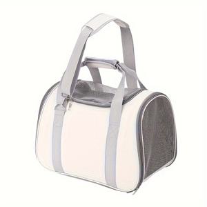 TEMU 고양이 및 소형견용 휴대용 애완동물 캐리어 백팩 1개 - 통기성 메쉬, 조절 가능한 스트랩, 접이식 크로스바디 케이지, 야외 여행, 쇼핑, 수의사 방문용 - 가벼운 내구성 디자인, 안전한 지퍼 잠금, 사계절 사용 가능|여행용크로스백