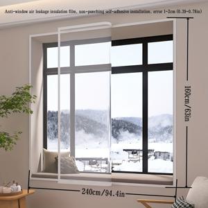 TEMU 방풍 투명 단열 필름, 겨울용 창문 방풍 및 추위 차단 필름, 두꺼운 플라스틱 천 고화질 클리어 무공구 접착식 열림막, 다양한 문과 창문, 유리창, 주방 창문, 침실 창문 등에 적합