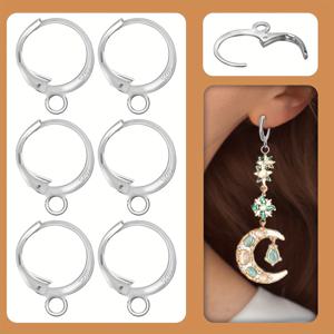 TEMU 925 실버 코팅 스틸 호프 귀걸이 10개, DIY 보석 만들기 용품, 디자인용 공예 액세서리, 귀걸이 만들기 키트