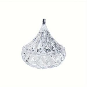 TEMU 유럽 스타일 빈티지 유리 캔디 항아리 뚜껑 포함 - 엠보싱 디자인, 보석 및 장신구를 위한 장식용 보관 용기, 집 정리에 완벽