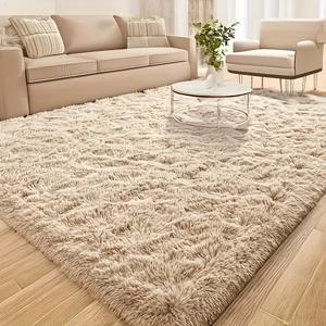TEMU 1개 베이지 플러시 퍼지 지역 매트 - 거실용 부드럽고 가벼운 100% 폴리에스터 직사각형 매트, 침실, 의자 매트, 책상 아래 - 크리스마스 홈 데코, 거실 러그