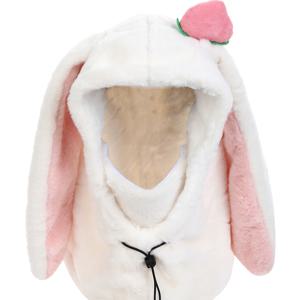 TEMU 1pc 편안한 플러시 스키 모자, 통합된 얼굴 마스크 및 귀 따뜻 모자 - 겨울 스포츠용 탄성 폴리에스터 비니, 추수감사절용 가벼운 니트 아웃도어 보온 모자, 방풍 및 따뜻함|마스크