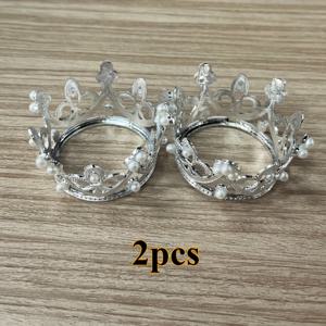 TEMU 2개 세트 우아한 화이트 펄 & 라인스톤 크라운 케이크 토퍼 - 생일 케이크, 결혼식 및 특별 행사용 반짝이는 꽃 디자인, 식품 안전 플라스틱, 케이크 장식 용품