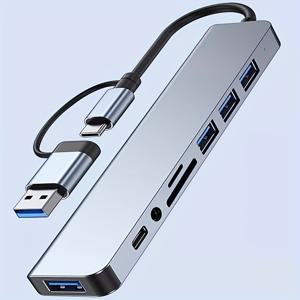 TEMU 8인1 USB 3.0 허브 - 노트북 및 데스크탑용 멀티포트 동시 사용 가능, 고속 스케일링, CD/TF 카드 리더, 키보드, 마우스, 하드 드라이브, 팬 연결 도킹|키보드