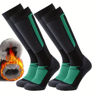 TEMU 2/4/8켤레 겨울 보온용 두꺼운 양말 여자 아이 남자 아이 무릎 높이 스노우보드 스키 양말 타월 바닥 테리 야외 양말 스포츠