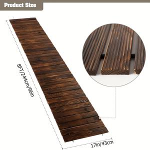 TEMU 6피트/8피트 롤아웃 목재 정원 산책로, 녹방 방지 강철 와이어 및 미끄럼 방지 텍스처가 있는 정원, 뒷마당, 수영장, 해변, 결혼식 및 파티에 적합한 내구성 있는 목재 산책로 매트.