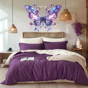 TEMU 탈착 가능한 보라색 나비와 꽃 벽 스티커 | 침실, 거실 및 사무실용 자체 접착 플라스틱 아트 | 다양한 색상의 꽃 디자인과 보라색 꽃 | 크리스마스, 할로윈, 추수감사절 및 새해 장식에 이상적, 거실 예술 | 꽃 벽 스티커 | 내구성 있는 플라스틱, 나비 장식