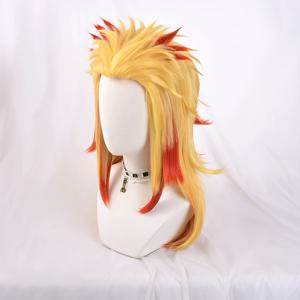 TEMU 생동감 넘치는 노랑 & 빨강 긴 애니메이션 가발 - 내열성, 레이어드 디자인과 자연스러운 룩, 코스프레, 파티 및 캐주얼 의상에 완벽