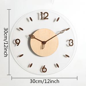 TEMU 1개 글로우틱 모던 대형 무소음 벽시계, 나무 무늬 잎 모양 바늘 & 검은색 아라비아 숫자 - 거실, 침실, 사무실용 화이트 라운드 시계 - 대형 쉬운 읽기 시계