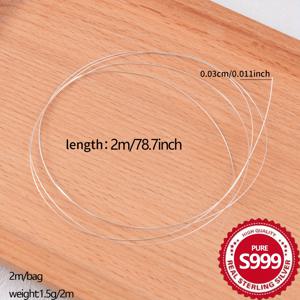 TEMU 200cm/6.56피트 S999 999 순은 라인 수제 라인 목걸이 발목 브레이슬릿 브레이슬릿 펜던트 보석 제조 DIY 보석 액세서리 재료
