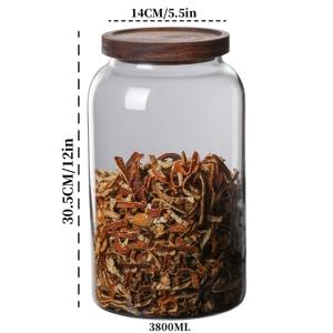 TEMU 1개 고온 내성 보로실리케이트 유리 저장 용기 (나사식 뚜껑 포함) - 대용량 캔디, 국화, 장미, 주방 및 식료품 정리용, 재사용 가능, 다양한 사이즈, 내용물 확인 가능한 디자인 | 내구성 강한 유리 병