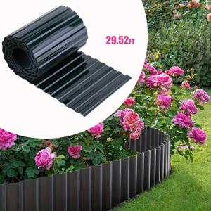 TEMU SIAETIUR 강력한 코르가이티드 정원 에지, 3.94ft x 29.52ft - 내구성 있는 폴리에틸렌, 쉬운 설치, DIY 꽃bed 및 정원 경계에 이상적, 다크 그린, 정원 에지 | 리브 디자인 | 내구성 있는 에지, 정원 에지