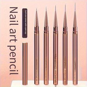 TEMU 프로페셔널 네일 아트 브러쉬 세트 5개 - 팁 펜 포함, 다양한 사이즈의 정밀 브러쉬 헤드, DIY 매니큐어/페디큐어, 커빙 & 디테일링용 - 네일 살롱 및 가정용 네일 케어에 이상적 (브리슬)