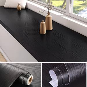 TEMU 1롤 자가 접착 흑백 나무결 필름 - 리얼리스틱 나무판 비닐, 캐비닛, 창턱, 가구용 - 간편 적용, 도구 및 접착제 불필요, 문, 선반, 바닥용 긴 스트립|시트지