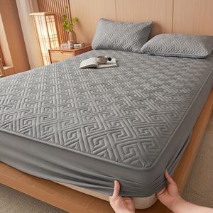 TEMU 1개 단색 피트드 시트, 두꺼운 보호 매트리스 커버, 부드럽고 편안한 통기성 단색 매트리스 보호대, 자수 공예, 침실, 게스트룸, 기숙사, 호텔용, 세탁기 사용 가능 폴리에스터, 통기성 안감, 무지 디자인, 기숙사 필수품 | 베개 미포함 | 베개커버 미포함|매트리스커버