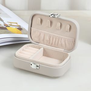 TEMU 1pc 클래식 가죽 보석 정리함 - 귀걸이, 반지, 목걸이용 컴팩트한 가벼운 다층 케이스, 스냅 클로저, 여성, 신부, 소녀를 위한 장식적인 보관 선물 - 결혼식, 생일, 크리스마스, 데이, 보석 보관 | 우아한 디자인 | 가죽 케이스, 보석 상자, 보석 보관함