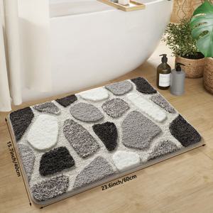 TEMU 1개 다잉 자갈 플리스 욕실 매트 - 미끄럼 방지, 흡수력 높은 고저털 3D 질감 바닥 매트, 화장실 및 홈 데코용 - 세탁기 사용 가능한 폴리에스터와 TPR 백킹, 크리스마스 선물로 이상적인 욕실 매트, 하트 모양 욕실 매트, 녹색 욕실 매트, 욕실 액세서리|변기부속품