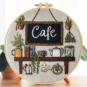 TEMU 1개 자수 키트, 20x20cm/7.9x7.9인치, 꽃과 나비 패턴 수제 DIY 자수 세트, 성인 초보자용, 자수 천, 설명서, 자수틀 및 바늘과 실 포함, 친구나 가족을 위한 선물, 가구, 사무실 수공예품