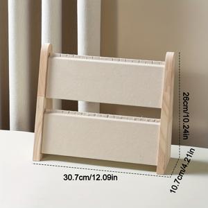 TEMU 1개 더블 레이어 목걸이 디스플레이 스탠드, 자연 나무 광택 직사각형 보석함 다용도 후크 디자인, 클래식 컬러 핸드메이드 벨벳 표면, 목걸이 및 팔찌 보관용, 홈 & 매장 전시대 데스크탑 장식, 우아한 목재 타워 주얼리 디스플레이 테이블