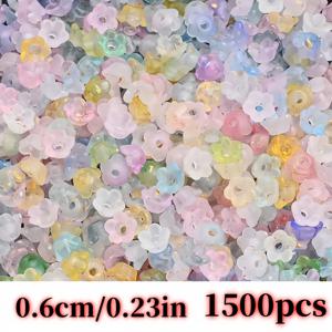 TEMU 1500개 6mm 거품된 그라데이션 아크릴 꽃 비즈 - 반투명 다색 블렌드, DIY 보석 만들기 및 공예에 이상적, 밝은 파스텔 색상, 밝은 색상 블렌드 | 파스텔 톤 | 거품된 마감, 비즈 액세서리
