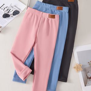 TEMU 여아용 3개 세트 가을 겨울 핑크 공룡 블루 그레이 솔리드 가벼운 통기성 좋은 긴 바지, 고유한 탄성, 오이세렛 재질, 캐주얼하고 편안한 소녀용 레깅스, 다용도 야외 착용, 12세 이하에 적합|여름바지