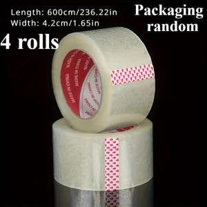 TEMU 4롤 74.98m 투명 플라스틱 테이프 - 방수, 다목적 봉인용 (사무실, 가정, 학교) | 박스 및 포장에 이상적인 내구성 강한 접착식 밀봉 테이프