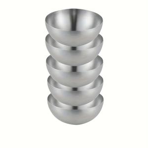 TEMU 5개 세트 스테인리스 스틸 보울, 과일, 시리얼, 스낵, , 이중 단열 밥 & 샐러드 보울, 가정용 주방 필수품, 샐러드 서빙 보울 | 현대적인 주방용품 | 내구성 있는 주방용품