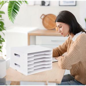 TEMU 3단 A3/A4 파일 정리함 - 사무실, 가정, 학교용 내구성 있는 화이트 플라스틱 데스크탑 보관함, 다중 구획 - 펜, 연필, 마커, 사무용품을 위한 공간 절약형 문서 홀더, 모던 디자인의 고품질 구조