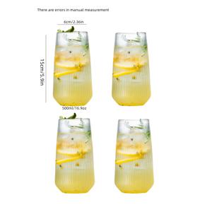 TEMU 4개 세트 수직 물방울 모양 유리잔 - 고강도 보로실리케이트 글라스 | 아이스 커피, 주스, 밀크티 & 스파클링 워터용 다목적 컵, 귀여운 방수 디자인, & 독특한 디자인