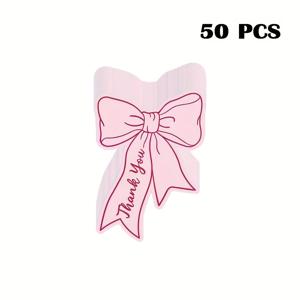 TEMU 50개 핑크 리본 미니 감사 카드 세트 - 비즈니스, 기념일, 파티, 세례식, 졸업식, 휴일, 생일, 추수감사절, 스승의 날 등에 적합한 빈 메시지 노트 포함, 손님과 가족에게 감사의 마음 전하기