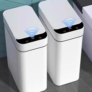 TEMU 화이트 주방 욕실 11L 뚜껑 포함, 터치리스 자동 모션 센서 1개 & 2개 소형 , 스마트 전기 슬림 , 침실 또는 사무실에 적합, 뚜껑이 있는 스마트 터치리스 모션 센서 , 전기, 슬림한 소형 , 소형 모션 센서 스마트 , 스마트 울트라-씬 , 자동 프라이버시 | 스마트 애완동물 방지|쓰레기통