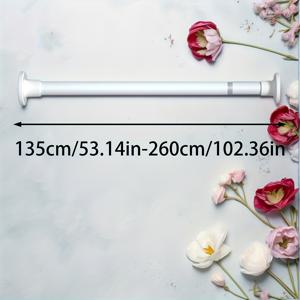 TEMU 1개, 드릴 불필요 텔레스코픽 샤워 커튼봉, 내장 스프링, 강력한 하중 지지력, 샤워 커튼봉, 건조대, 커튼봉, 로마식 커튼봉, 옷장 지지봉 및 도어 커튼봉으로 사용하기 매우 적합.|샤워커튼