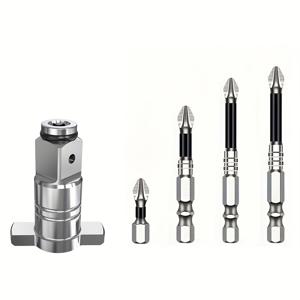 TEMU 1/5개 전기 렌치 어댑터 및 스크루드라이버 헤드 세트, 미끄럼 방지 필립스 스크루드라이버 비트 세트, 전기 렌치 변환 헤드, 사각 샤프트 전기 렌치 액세서리, 스틸 자석 스크루드라이버 비트 세트