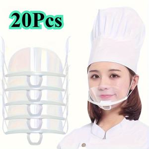 TEMU 20개 투명 얼굴 마스크, 곡선 디자인 - 요리사, 대비인, 식품 서비스 산업에 이상적, 투명한 시야, 내구성 있는 PVC 소재, 파티 및 이벤트에 완벽, 파티 필수품|곡선 마스크 디자인|내구성 있는 PVC 마스크