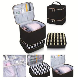 TEMU 스타일리시하고 우아한 대용량 디자인, 독립된 분리칸으로 화장품과 매니큐어를 위한 휴대용 메이크업 보관 가방, 여행, 출장 또는 일상 사용에 적합, 메이크업 아티스트와 전문가가 제작한 다기능 메이크업 정리 가방