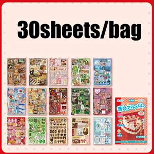 TEMU 30장/책 일본 레트로 애니메이션 & 만화 스티커북 - 빈티지 일본어 텍스트, 귀여운 캐릭터, 하트, 과일, 케이크 & 스위츠 - 스크랩북 앨범, 생일 파티 장식, 문구류 컬렉션 - 내구성 있는 구리 종이 소재, 쉽게 붙이고 떼는 다이어리, 플래너, DIY 공예용 - 애니메이션 팬 & 일본 문화 애호가를 위한 이상적인 선물, 일본 스티커
