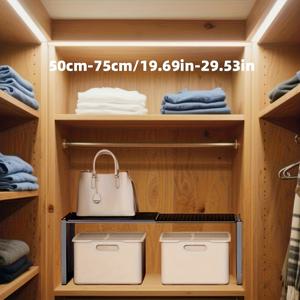TEMU 조절 가능한 옷장 선반 - 확장 및 접이식 수납 파티션, 침실 및 화장실 공간 절약 디자인, 효율적인 옷장 정리, 작은 & 큰 옷장에 완벽하게 맞는 옷장 정리 및 수납, 장착형 옷장 시스템, 옷장/침실용 옷장, 옷장 정리 및 수납