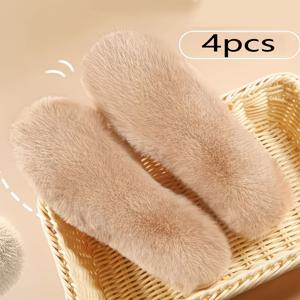 TEMU 4개 세트 초두께 보온 - 울트라 소프트 플러시 퍼 같은 질감 (인조 토끼/양/ 퍼 같은 소재) - 남성/여성용 방한 신발 & 부츠 깔창, 겨울 슬리퍼, 부츠, 모카신 - 올인원 보온 및 편안함 - 당뇨병 발 및 민감한 피부에 이상적인 연한 베이지 - 자연스러운 퍼 트림 - 사용 및 보관이 간편 - 다양한 색상 옵션
