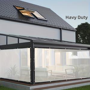 TEMU 델나 투명 방수 타폴린, 3.5밀 겨울 식물 커버, 온실 필름 타프, 방풍 및 방설, 발코니, 마당, 야외 캠핑, 캠핑 장비, 바람과 비 차단, 다기능 차양 천|텐트