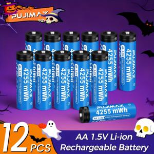 TEMU PUJIMAX 4셀 AA 1.5V 충전식 배터리 팩 - 2000회 재충전 가능, 고용량 4255mWh 리튬 배터리, 손전등, 리모컨, 게임 컨트롤러, 크리스마스, 자동차 키 및 야외 기기용 - 1.5V 충전기 호환 (그린)|보조배터리|후레쉬