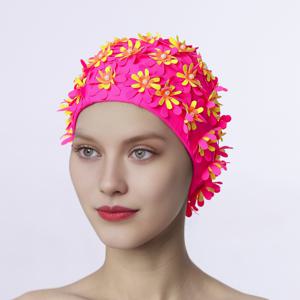 TEMU 꽃 꽃잎 레트로 스타일 수영 모자, 여성용 경량 편안한 입욕 모자