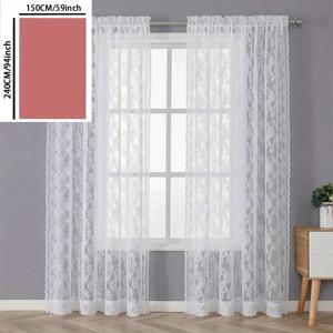 TEMU 1개 화이트 리치 플라워 바 창문 스크린 프렌치 로맨틱 레트로 메쉬 플로럴 아름다운 폴리에스터 섬유 레이스 반투명 커튼, 침실 베이 윈도우 거실 장식용, 빈티지 레이스,우아한 커튼,시스루 소재,가벼운 원단,장식용 커튼,시스루 윈도우 패널