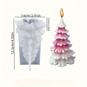 TEMU 크리스마스 촛불 왁스 실리콘 몰드 리얼리스틱 트리 모양 캔들 비누 레진 몰드 DIY 크리스마스 파티 신년 장식 클레이 공예