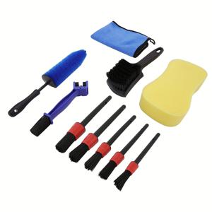 TEMU 청소를 위한 6개 세트 브러시 키트, 체인 브러시, 머드가드를 위한 마이크로화이버 타올, 청소 스펀지, 디테일링 브러시 포함