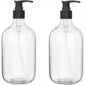 TEMU 2pcs 500ml 투명 플라스틱 펌프 병 디스펜서, 필수 오일, 비누, 로션, 샴푸용 펌프가 있는 충전 가능한 빈 용기 - 향수 없음, 배터리 없음, 여행용 충전, 여행용 용기|펌프 디스펜서 디자인|투명 플라스틱 병
