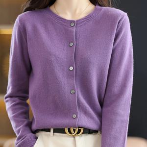 TEMU 1pc 여성 캐주얼 니트 가디건 - 비스코스 블렌드, 라운드 넥, 긴팔, 단색, 일반 길이, 고신축 원단, 봄/가을 패션 아우터웨어