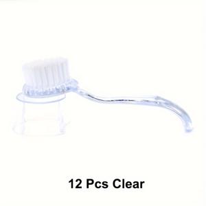 TEMU 12Pcs 손잡이가있는 둥근 머리 손톱 청소 브러쉬 발가락 손톱 파일 용 투명 매니큐어 브러쉬 도구 먼지 모자 매니큐어 도구로 네일 아트 브러쉬 제거