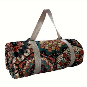 TEMU 240T 스프링 양모 인쇄 피크닉 매트 비치 매트 소음파 기술 야외 캠핑 접이식 편리한 사용, 210D 옥스포드 직물 바닥 방수, 비착성 모래, 기계 세척 가능 반복 사용. 냄새 없는 가족 친구 모임에 적합 78